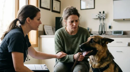 Chien avec troubles comportementaux lors d'une consultation chez le vétérinaire comportementaliste