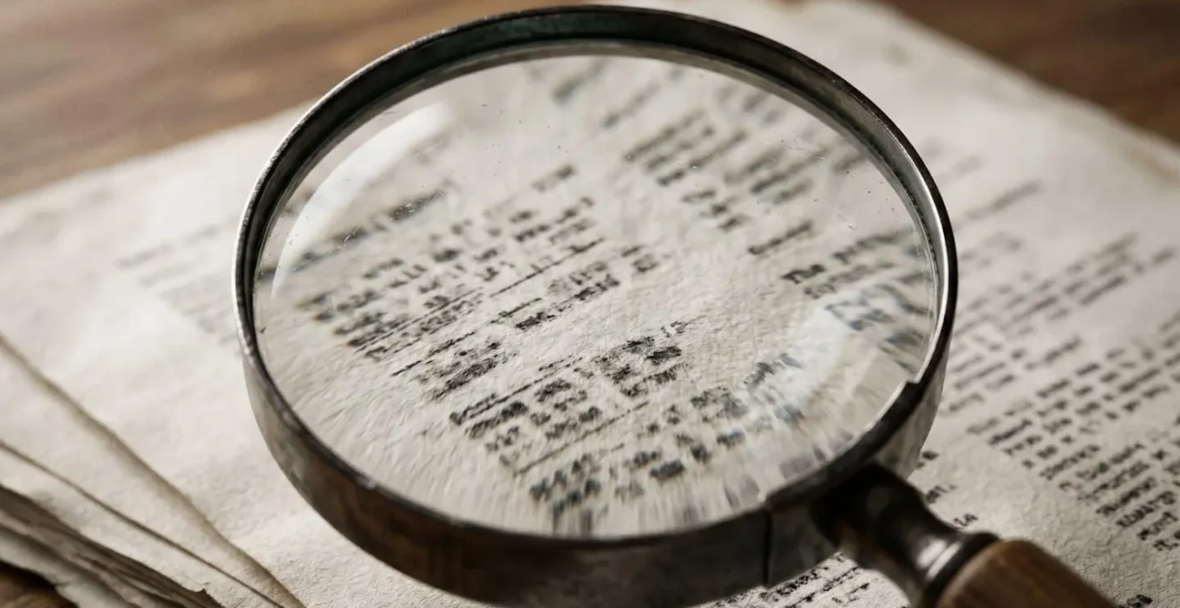 Main tenant une loupe au-dessus d'un contrat d'assurance avec focus sur les détails